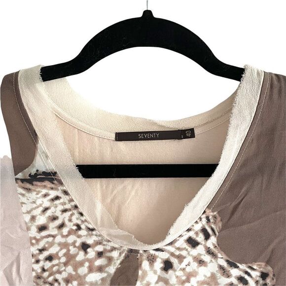 SEVENTY Silk Short Sleeve Crew Neck Blouse Print 4 - Picture 4 of 4